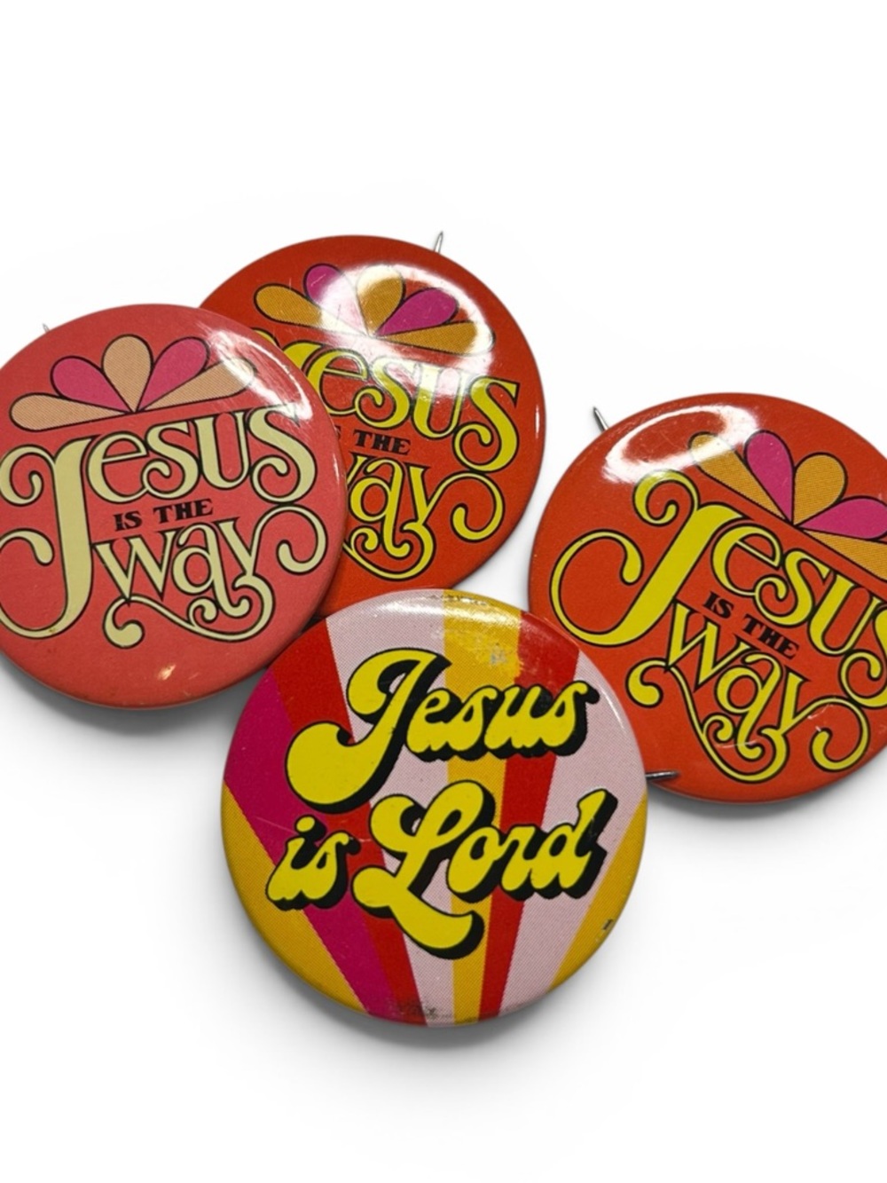 Vintage Jesus Is The Way Pin Lot 70s 80s‎ Religious Buttons Jesus Is Lord